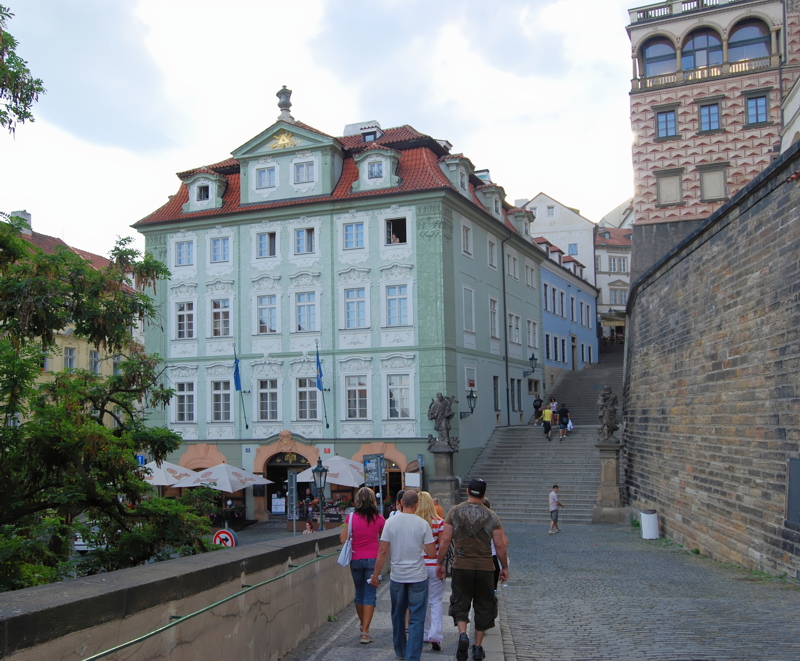 23 - The House at the Golden Stars, located at the top of Nerudova Street and the base of Radnické schody in Hradčany, Prague, which now operates as the Hotel Golden Star